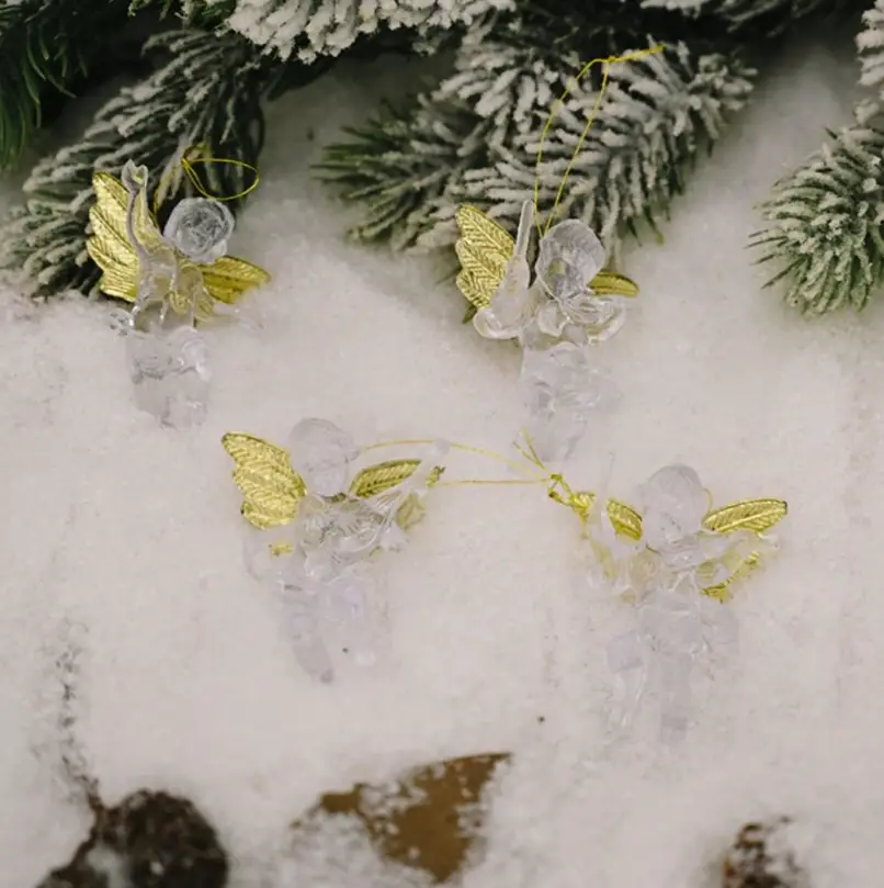 Елочные украшения Ангелочки с золотом  7 см 4 штуки