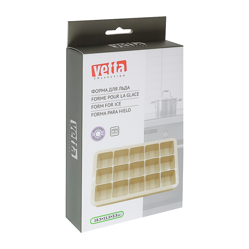 VETTA Форма для льда 15 ячеек 18,5х11,5х3,3см "Кубы", силикон, 3 цвета
