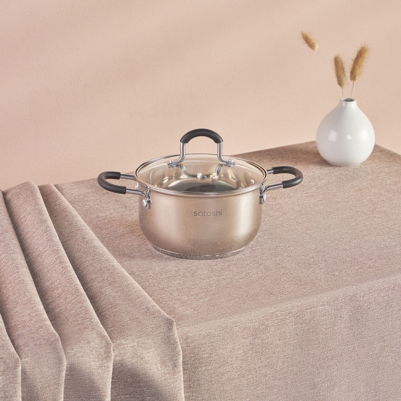 SATOSHI Альбер Кастрюля 18х10,5см, 2,5л, со стекл. крышкой, индукция