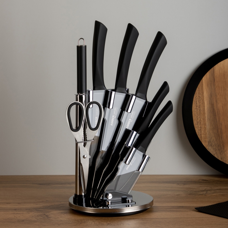 SATOSHI Амбер Набор ножей кухонных 8пр, акриловая подставка