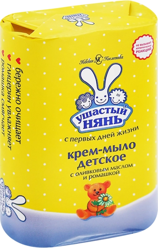 Крем-мыло УШАСТЫЙ НЯНЬ с оливковым маслом и экстрактом ромашки