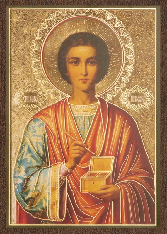 Икона "Пантелеймон Целитель" 6х9 на МДФ-6