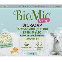 Туалетное крем-мыло детское BIOMIO BABY с маслом Ши 0+, 90г Туалетное крем-мыло детское BIOMIO BABY с маслом Ши 0+, 90г