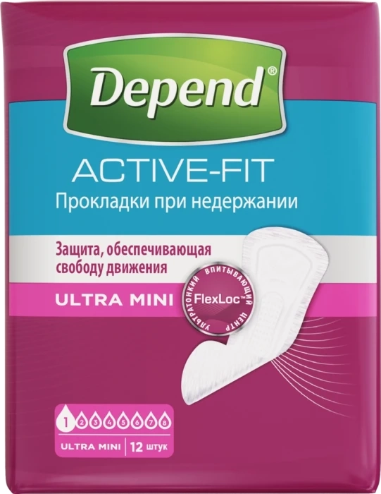 Прокладки при недержании женские DEPEND Ultra Mini, 12шт