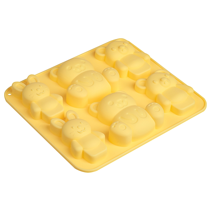 VETTA Форма для выпечки 6 ячеек 16х14х2см, "Мишки и зайчики", силикон, 3 цвета