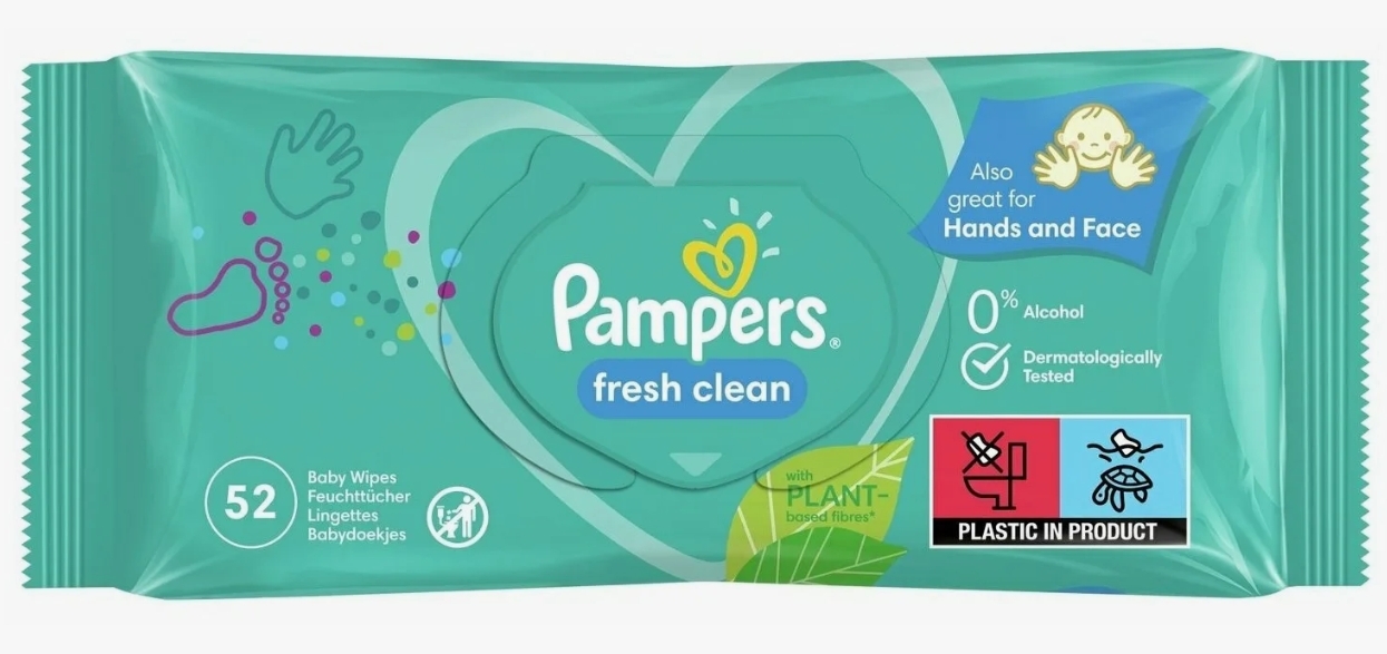 Влажные салфетки Pampers Fresh Clean, пластиковая крышка, 52 шт., 1 уп.