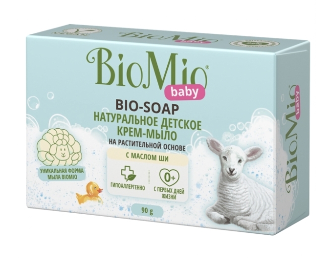 Туалетное крем-мыло детское BIOMIO BABY с маслом Ши 0+, 90г