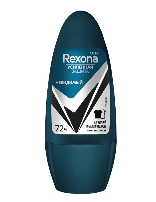 Дезодорант-антиперспирант роликовый мужской REXONA Невидимый на черном и белом, 50мл