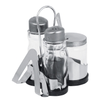 VETTA Набор для соли, перца и горчицы с салфетницей "Комфорт", h13см, нерж. сталь, стекло VETTA Набор для соли, перца и горчицы с салфетницей "Комфорт", h13см, нерж. сталь, стекло