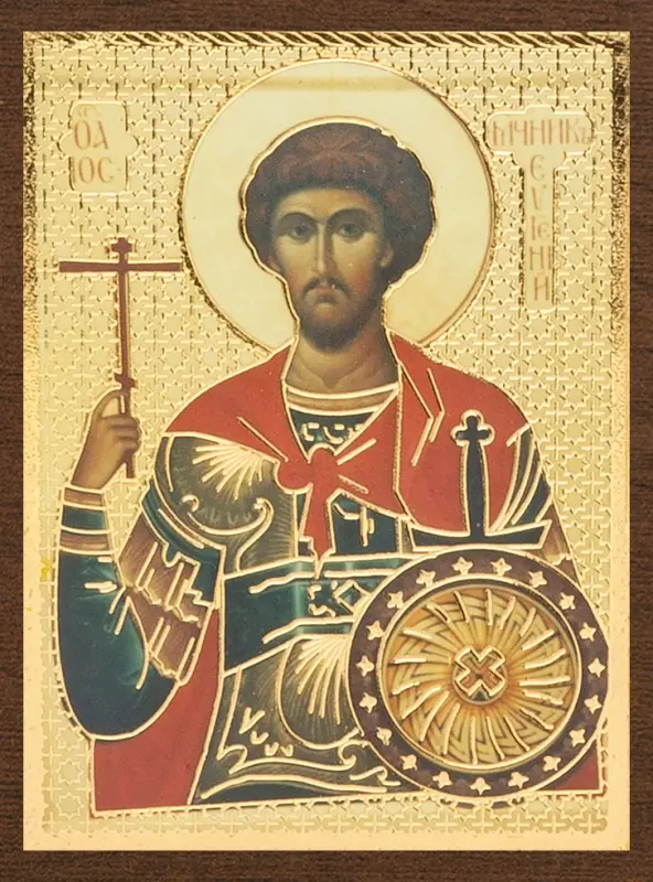 Икона "Евгений Севастийский" 4х6 на МДФ-6