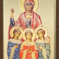 Икона "Вера, Надежда, Любовь и София", вид 2, 4х6 на МДФ-6