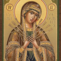 Икона БМ "Семистрельная" 4х6 на МДФ-6