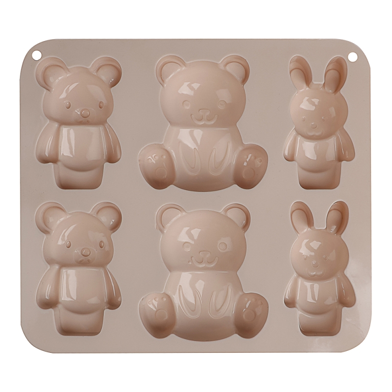 VETTA Форма для выпечки 6 ячеек 16х14х2см, "Мишки и зайчики", силикон, 3 цвета