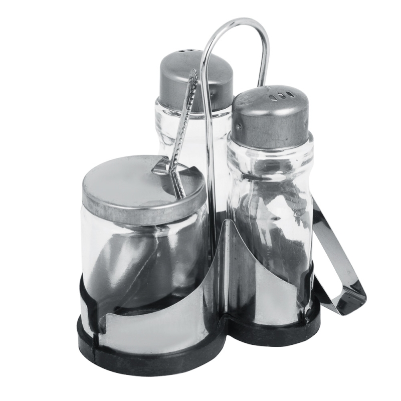 VETTA Набор для соли, перца и горчицы с салфетницей VETTA Набор для соли, перца и горчицы с салфетницей "Комфорт", h13см, нерж. сталь, стекло