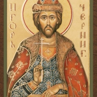 Икона "Игорь Черниговский" 4х6 на МДФ-6