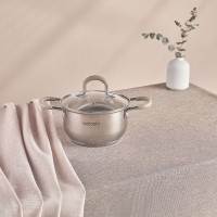 SATOSHI Альбер Набор кастрюль 6 пр.: 1,8л, 2,5л, 3,5л, бежевые силиконовые ручки, со стекл. крышкой