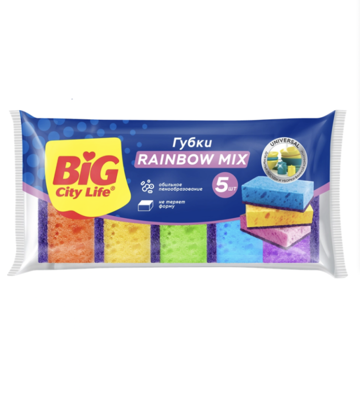 Губки для посуды BIG CITY LIFE Rainbow, крупнопористые