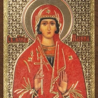 Икона "Марина Антиохийская" 4х6 на МДФ-6