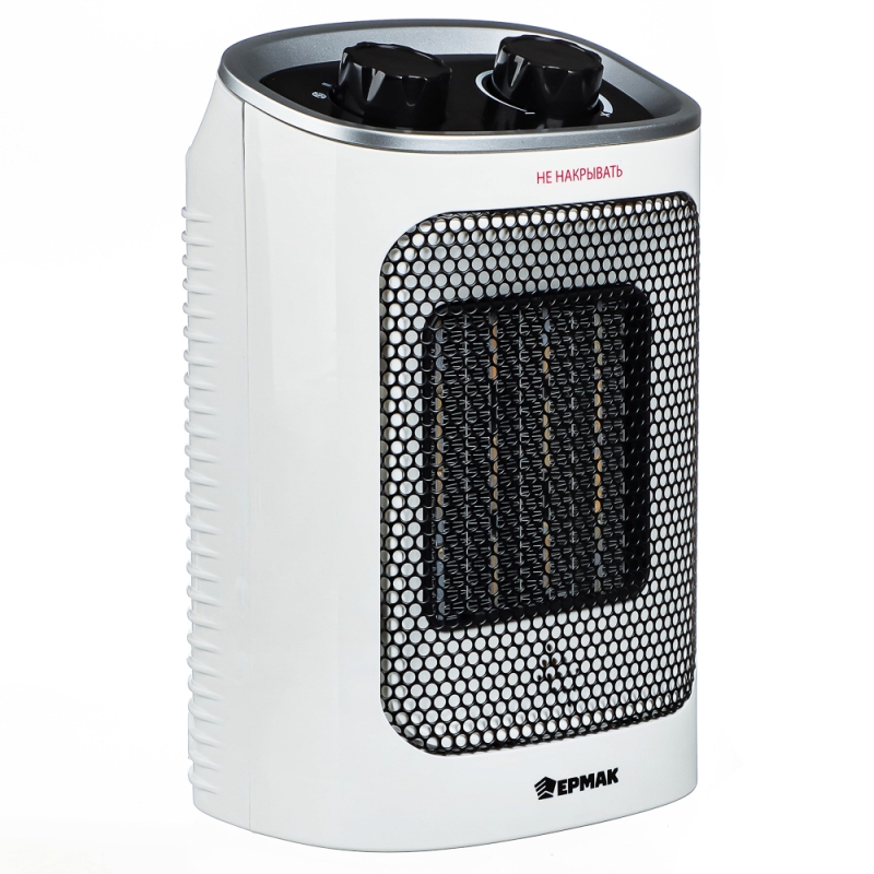 ЕРМАК Тепловентилятор керамический вращающийся 750/1500Вт, термостат, защита от перегрева, ручка ЕРМАК Тепловентилятор керамический вращающийся 750/1500Вт, термостат, защита от перегрева, ручка