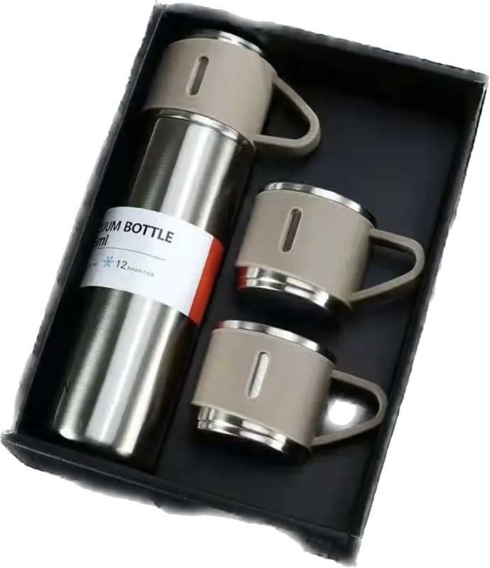 ТЕРМОС VACUUM FLASK SET бежевый с металлическим корпусом