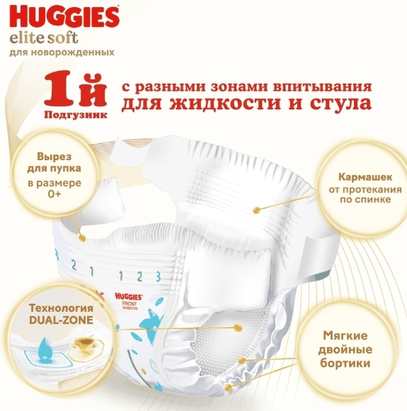 Подгузники детские HUGGIES Elite Soft 2, 4&ndash;6кг, 50шт