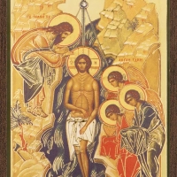 Икона "Крещение Господне" 6х9 на МДФ-6