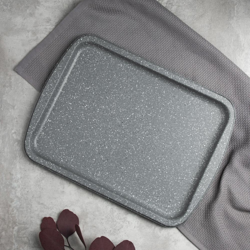 SATOSHI Буко Противень плоский, 36,5х27х1,7см, угл.сталь, антипригарное покрытие "Мрамор"