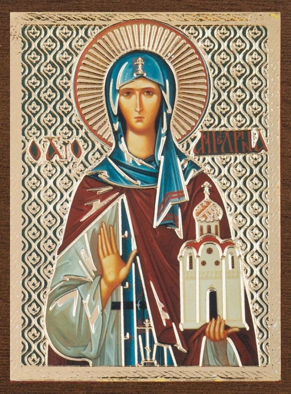 Икона "Ангелина Сербская" 4х6 на МДФ-6