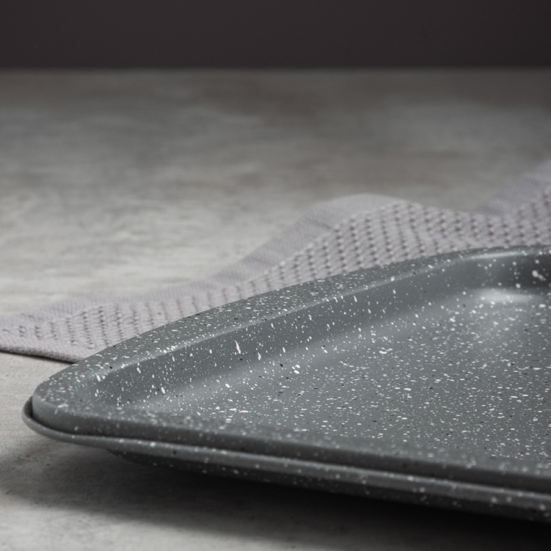 SATOSHI Буко Противень плоский, 36,5х27х1,7см, угл.сталь, антипригарное покрытие "Мрамор"