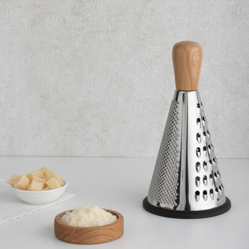 SATOSHI Терка 3-х сторонняя 20см, нерж.сталь, деревянная ручка