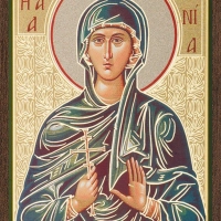 Икона "Евгения Римская" 6х9 на МДФ-6