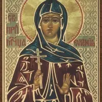 Икона "Евгения Римская" 4х6см на МДФ-6