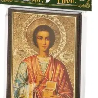 Икона "Пантелеймон Целитель" 6х9 на МДФ-6