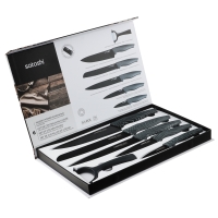 SATOSHI Карбон Набор ножей кухонных 6пр, в магнитной коробке SATOSHI Карбон Набор ножей кухонных 6пр, в магнитной коробке