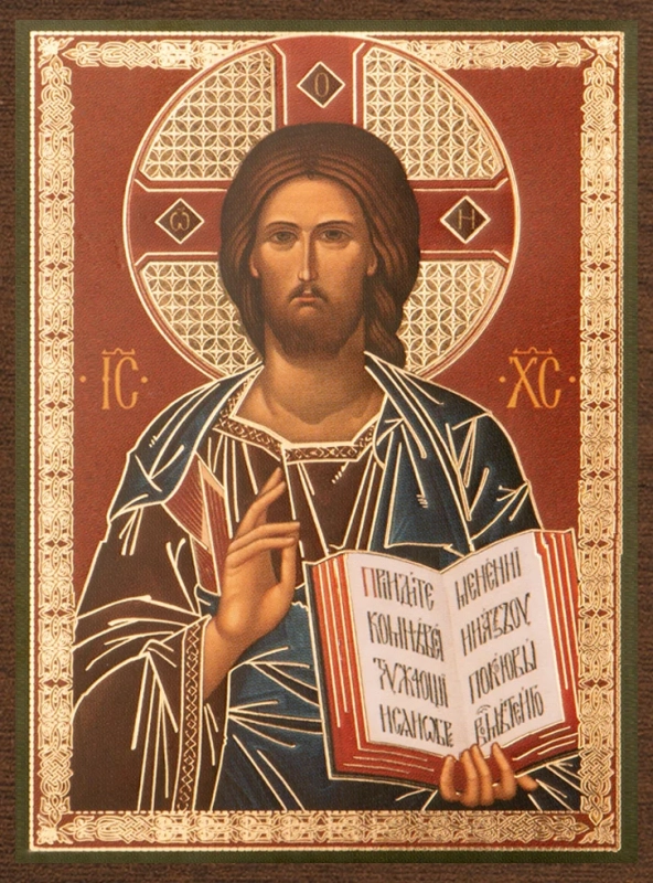 Икона "Господь Вседержитель" 4х6 на МДФ-6