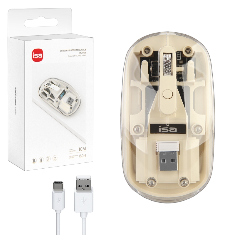 Мышь беспроводная WM-8 ISA Прозрачно-бежевая
