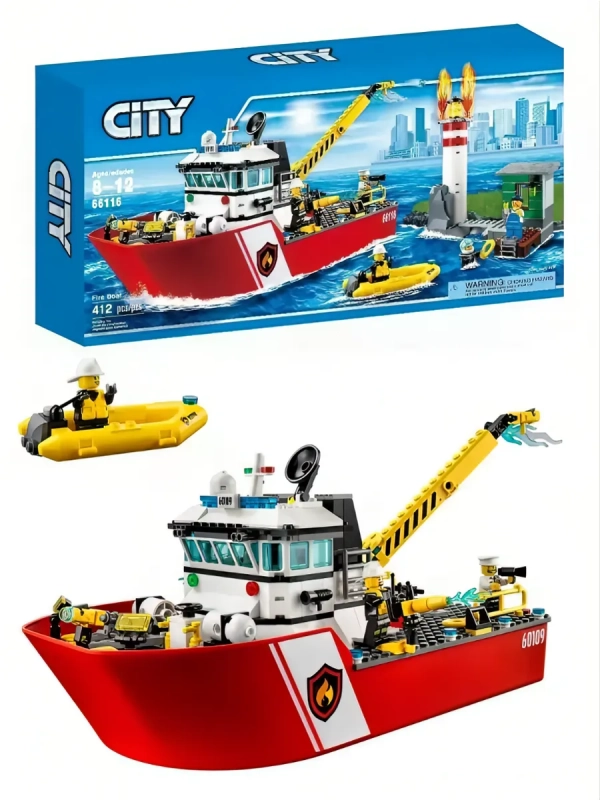 Конструктор Сити "Пожарный катер" 412 деталей