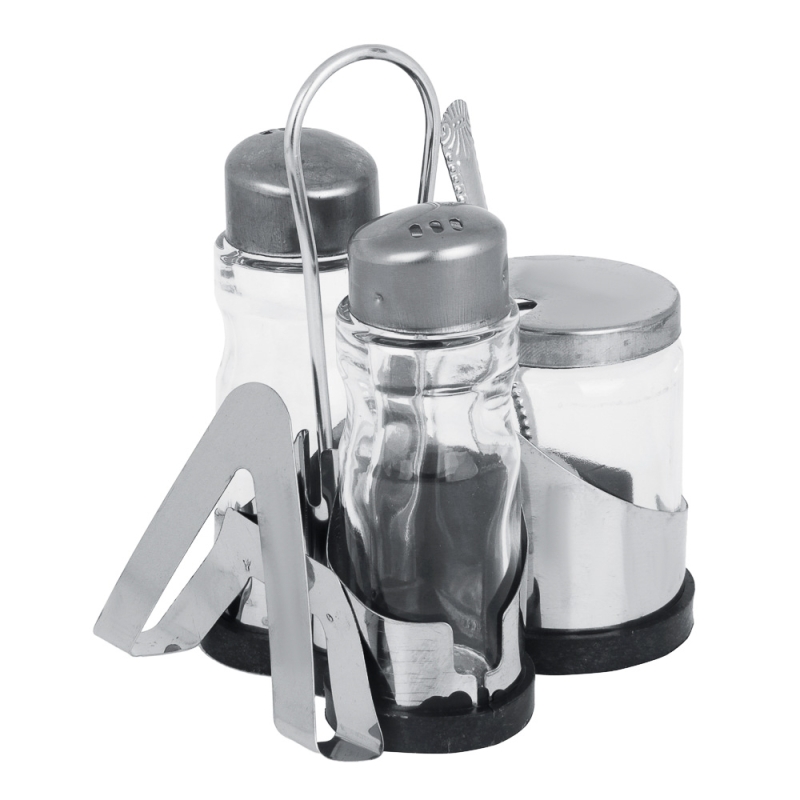 VETTA Набор для соли, перца и горчицы с салфетницей VETTA Набор для соли, перца и горчицы с салфетницей "Комфорт", h13см, нерж. сталь, стекло