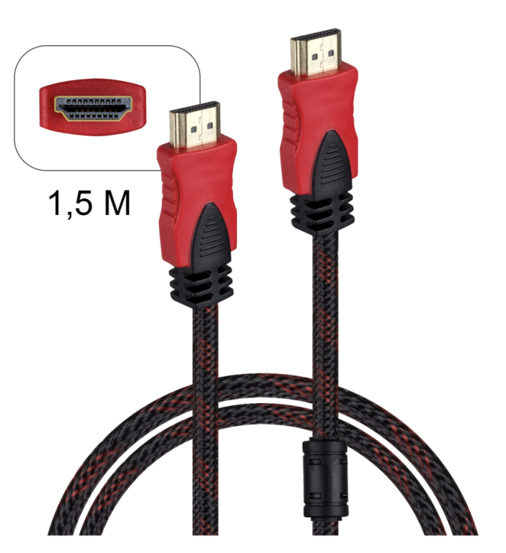 Кабель HDMI 1.5M красный+черный