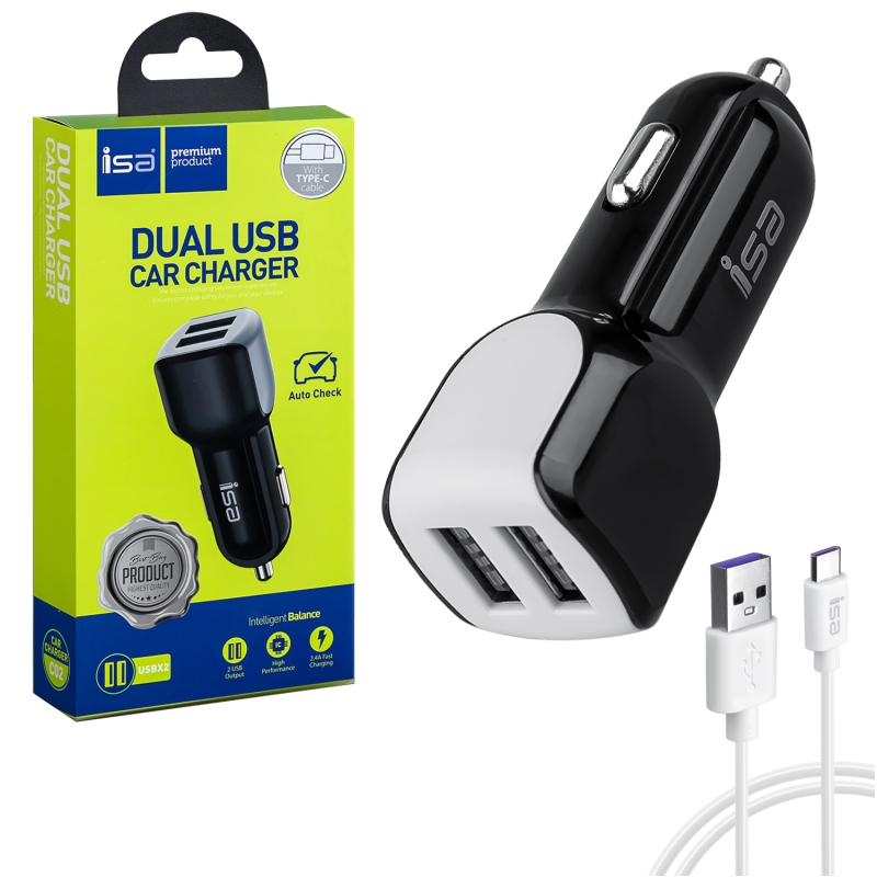 АЗУ C02 USB на Type-C + 2 USB 2A ISA черное АЗУ C02 USB на Type-C + 2 USB 2A ISA черное