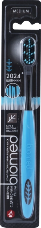 Зубная щетка BIOMED Комплексная с древесным углем, средней жесткости