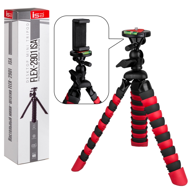 Мини-штатив FLEX-2901 Red&Black ISA