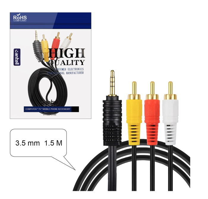Кабель AUX 3.5 на 3 RCA никелистый 1.5M Кабель AUX 3.5 на 3 RCA никелистый 1.5M