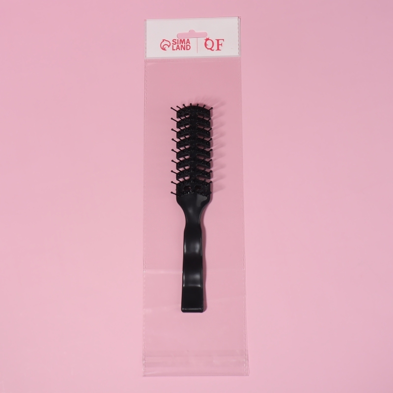 Расчёска массажная, вентилируемая, 3 &times; 19 см, цвет чёрный