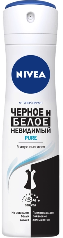 Дезодорант-антиперспирант спрей NIVEA Pure Черное и Белое Невидимая защита
