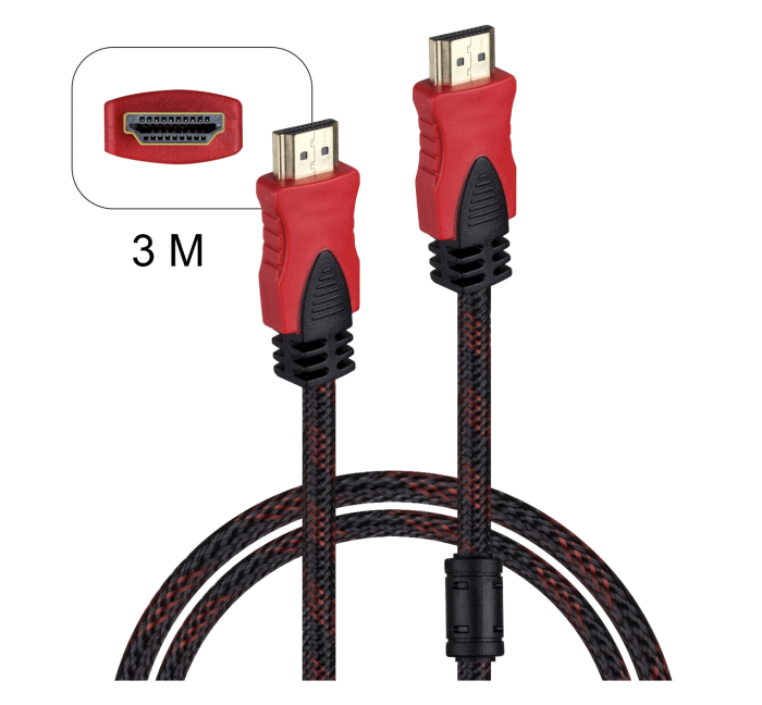 Кабель HDMI 3M 1.4V HDTV красный+черный Кабель HDMI 3M 1.4V HDTV красный+черный