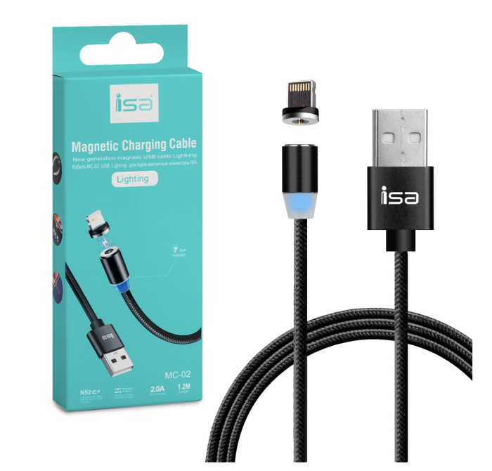 Кабель USB Lightning 1.2m 2A магнитный MС-02