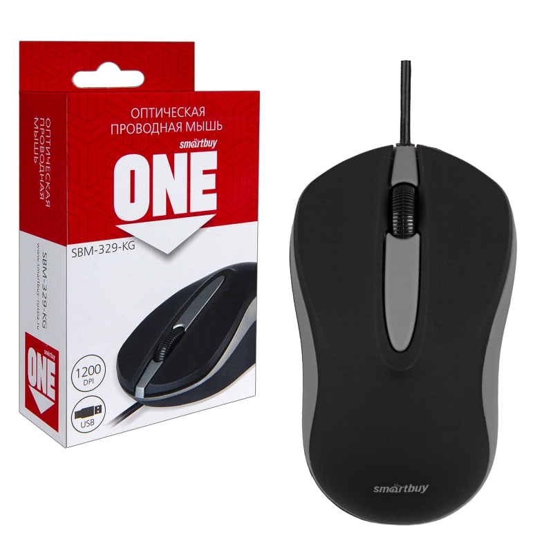 Мышь проводная Smartbuy ONE 329 черно-серая Мышь проводная Smartbuy ONE 329 черно-серая