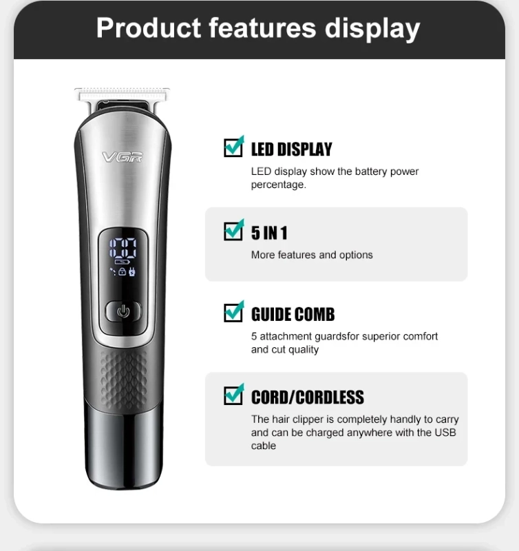 Набор для стрижки волос 5в1 VGR V-111 Набор для стрижки волос 5в1 VGR V-111