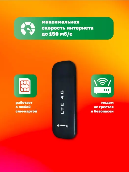 Модем портативный Wi-Fi 3в1 LTE 4G USB Черный